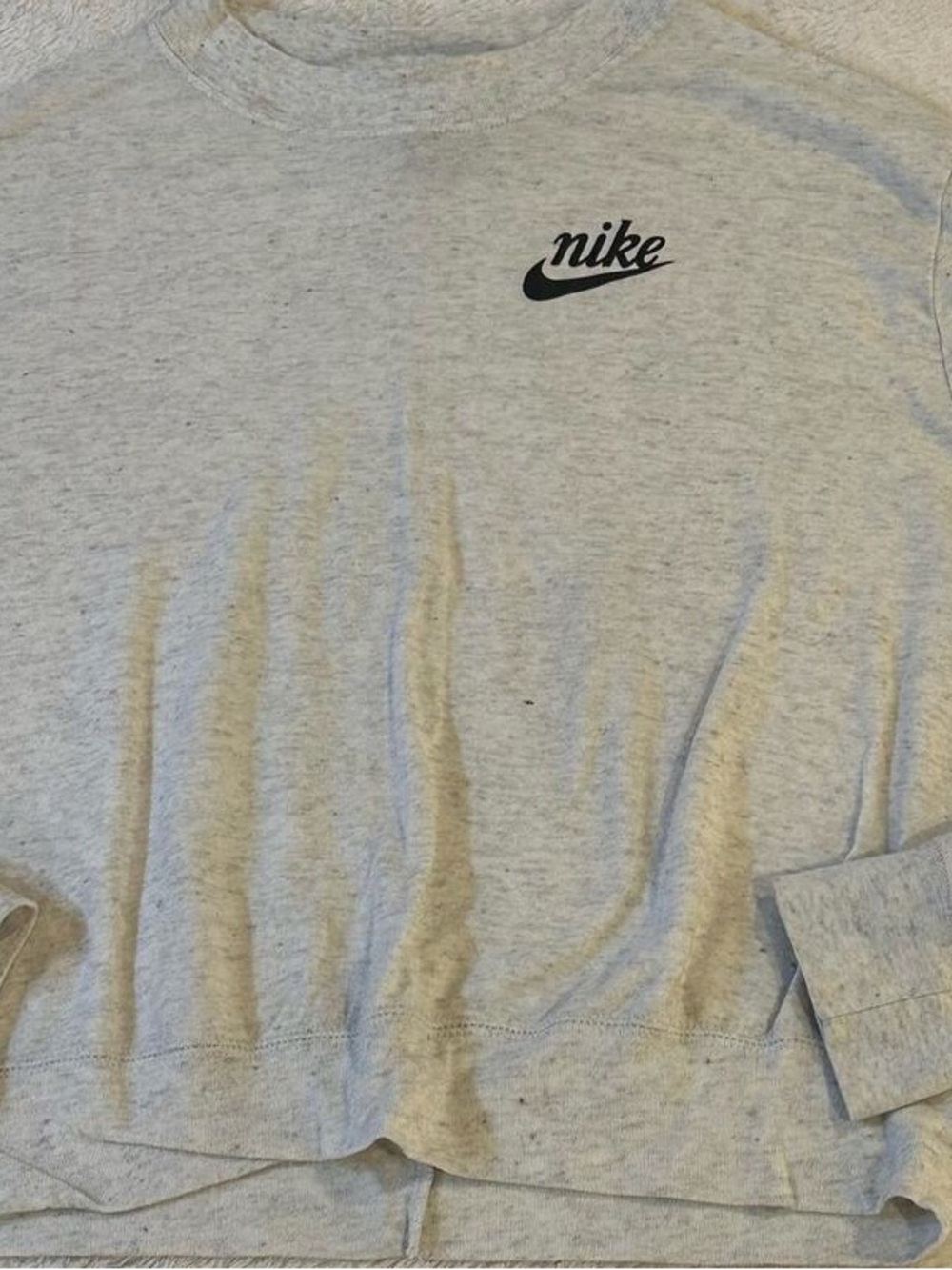 Nike Light Gray Crewneck Sweatshirt with Black Logo